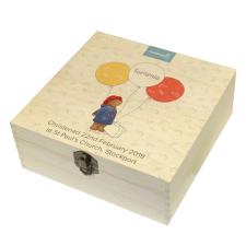Personalised Paddington Bear Balloon Hinged Memory Box